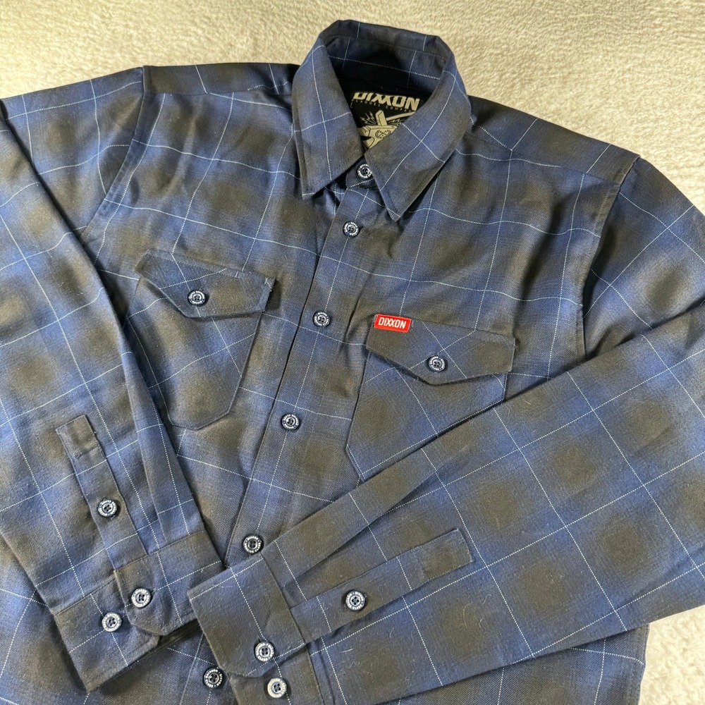 Dixxon Flannel Shirt Mens L Blue Black‎ Plaid The Purpose Cholo Biker Workwear